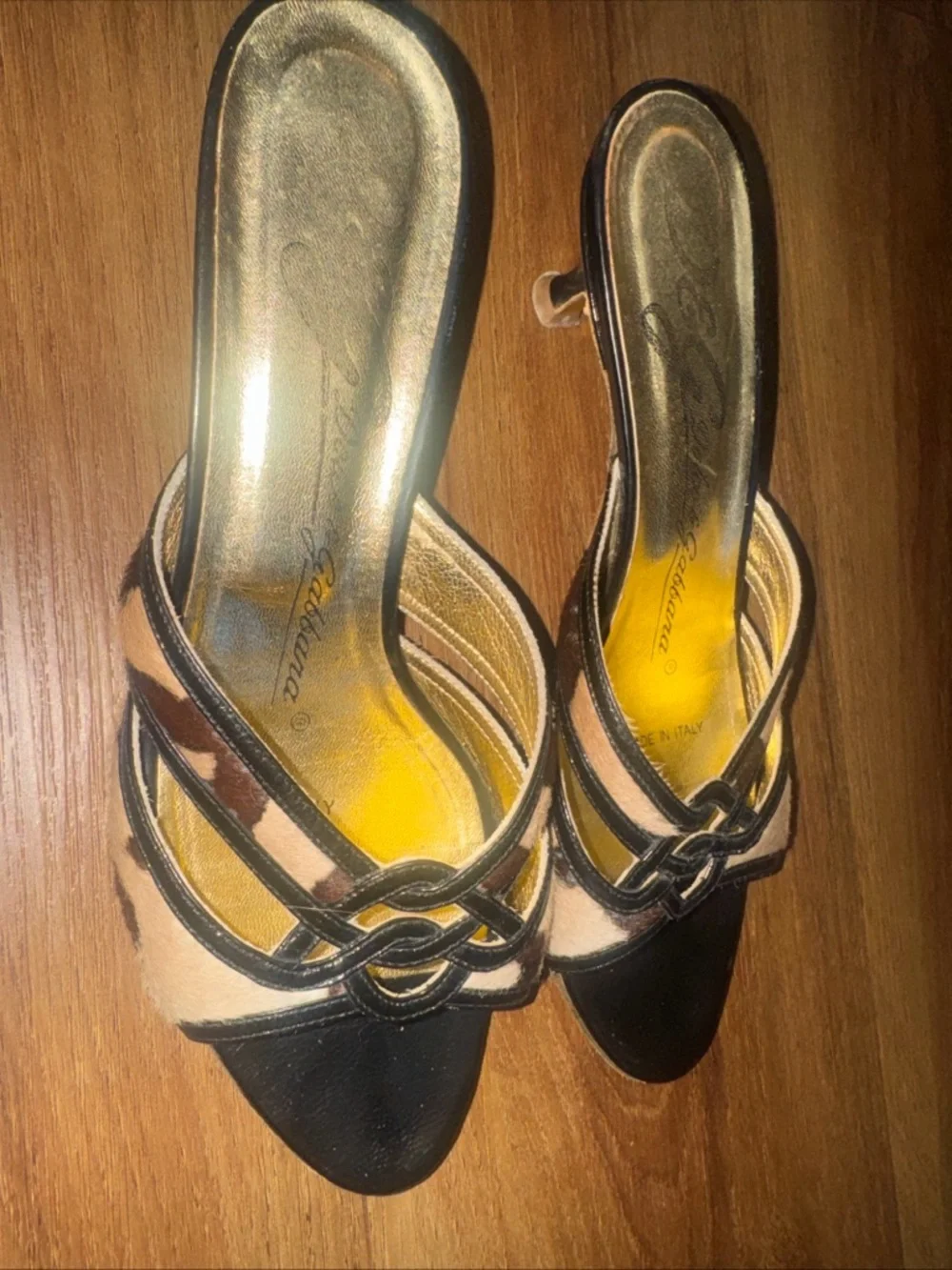 Dolce & Gabbana Vero Cuoio Leopard Print Open Toed Sandal Heels wns Size 8
